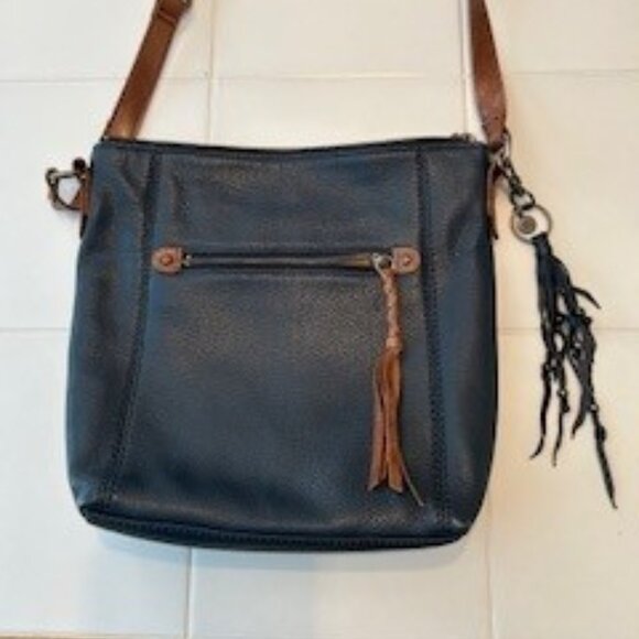 Navy Pebbled Leather Shoulder Bag - Picture 2 of 4